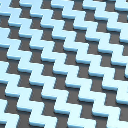 Abstract composition made of black and metallic blue wavy dimensional platesの写真素材