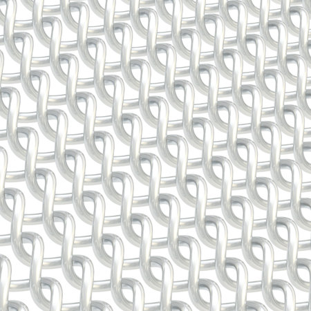 Multiple twisted chrome metal tubes over the white background forming an abstract background...