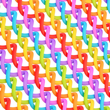 Multiple twisted rainbow colored tubes over the white background forming an abstract background...