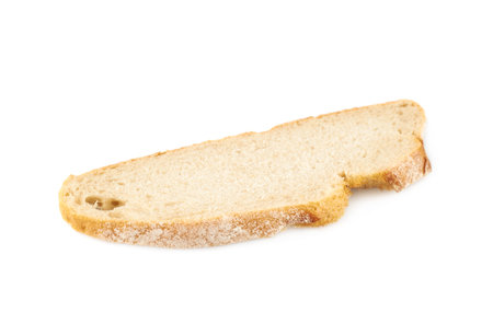 Sliced piece of bread, isolated over the white background