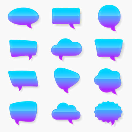 Set of multiple text bubble shapes with the glossy reflective shading, color is easy to edit, eps10 vector clip artのイラスト素材