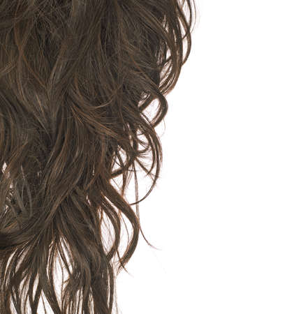 Open wave hair fragment placed over the white background as a copyspace backdrop compositionの写真素材