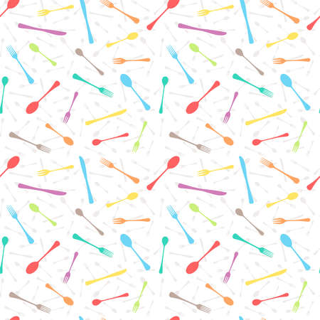 Seamless vector pattern made of kitchen table cutlery silhouettesのイラスト素材