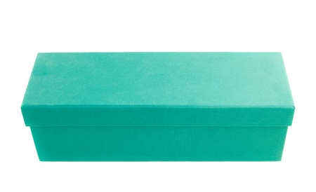 Sea green colored tall gift box isolated over the white backgroundの写真素材
