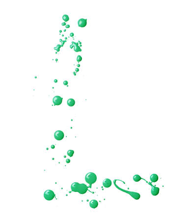 Letter L character made with the oil paint drops and spills, isolated over the white backgroundの写真素材