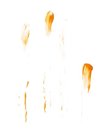 Smeared with the fingers oil paint stains isolated over the white background