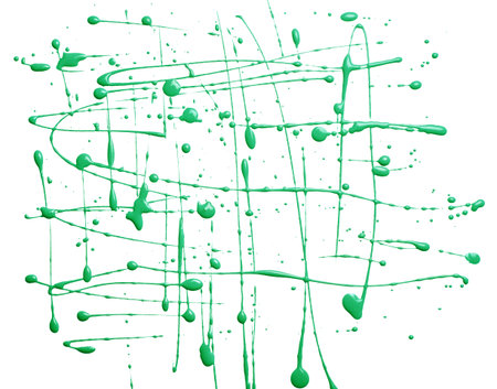 Surface covered with a multiple oil paint spills and spots as an abstract background compositionの写真素材