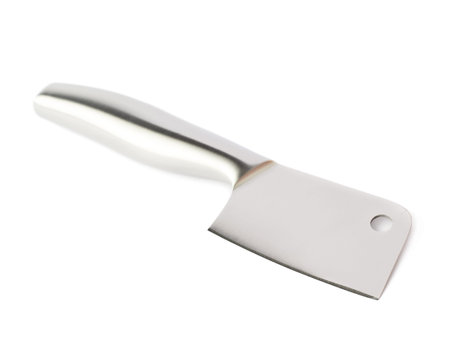 Steel kitchen cleaver knife isolated over the white background