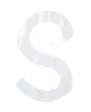 Letter S character hand drawn with the oil paint brush strokes, isolated over the white backgroundの写真素材