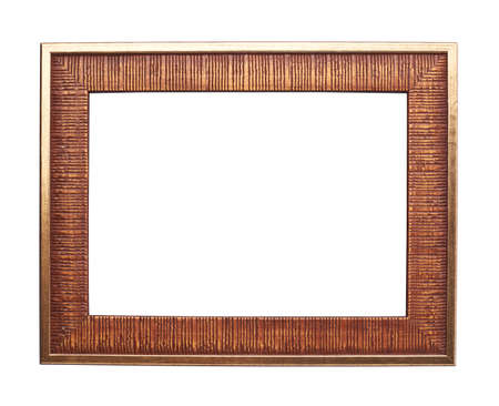 Wooden copyspace empty picture frame isolated over the white の写真素材