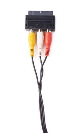 Composite video RCA cable connector isolated over the white の写真素材