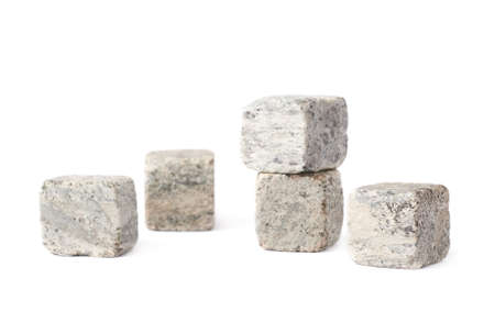 Whiskey granite cooling stones composition isolated over the white の写真素材