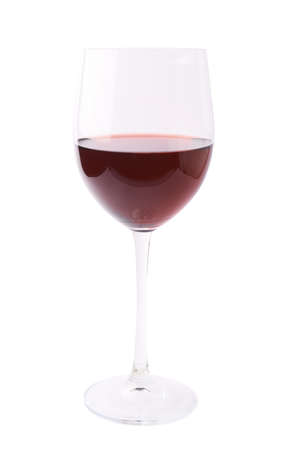 Glass filled with the red wine isolated over the white backgroundの写真素材