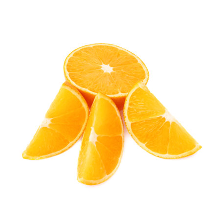 Served ripe orange fruit composition isolated over the white background