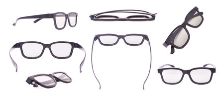 Glasses in a black plastic frame isolated over the white background