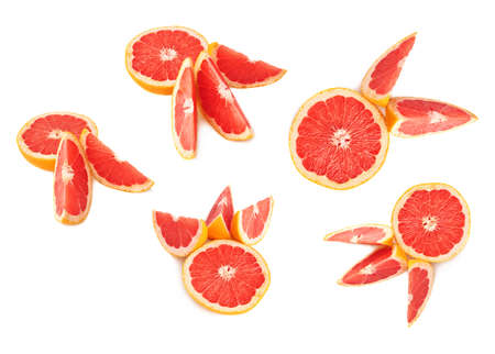 Served fresh grapefruit composition isolated over the white backgroundの写真素材