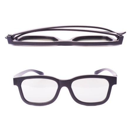 Glasses in a black plastic frame isolated over the white background