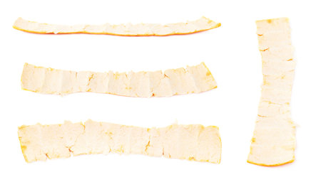 Part of tangerine peel stripe isolated on white backgroundの写真素材