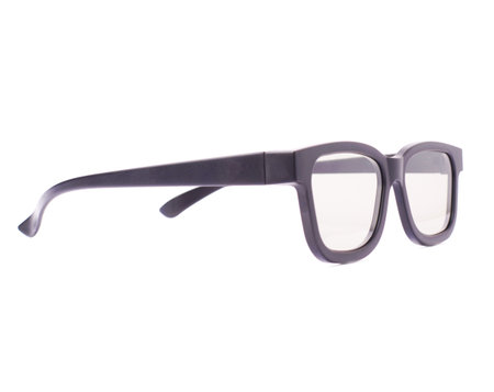 Glasses in a black plastic frame isolated over the white background