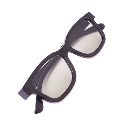 Glasses in a black plastic frame isolated over the white background