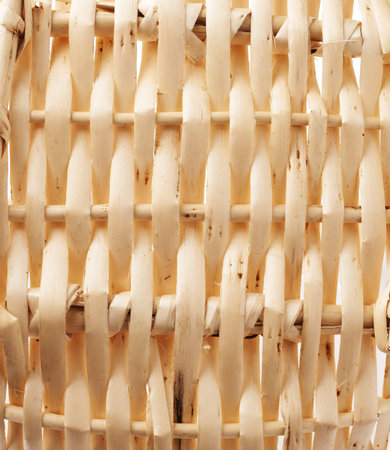 Fragment of a brown wicker basket as a background texture composition