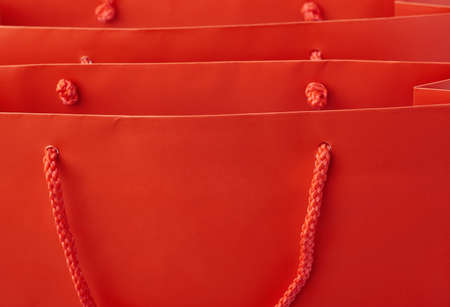 Pair of Red Shopping bag isolated over the white backgroundの写真素材