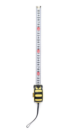 Opened Working construction Measuring tape over isolated white background
