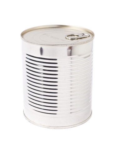 Closed metal can isolated over white background