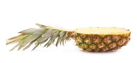 Cut raw fresh pineapple isolated over white backgroundの写真素材