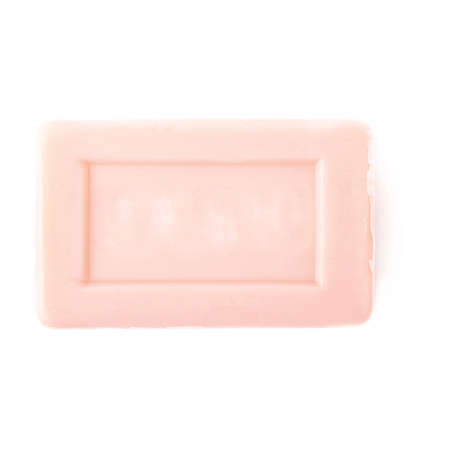 Pink dry soap bar isolated over white backgroundの写真素材
