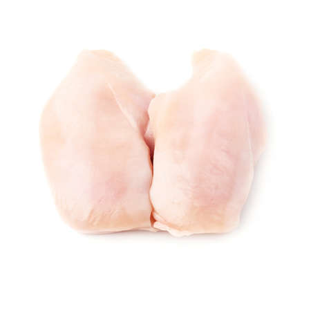 Raw chicken fillet breast isolated over white backgroundの写真素材