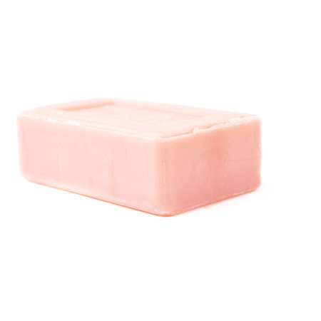 Pink dry soap bar isolated over white backgroundの写真素材