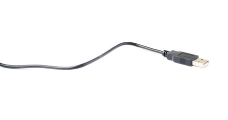 Black USB cable isolated over white background