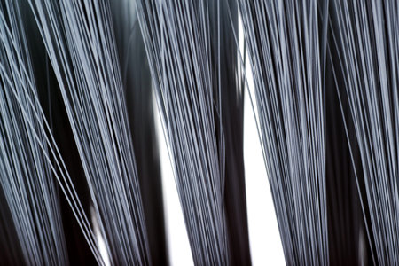 Cleaning brush gray bristle hair over isolated white backgroundの写真素材