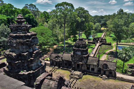 Temple grounds in cambodiaの写真素材