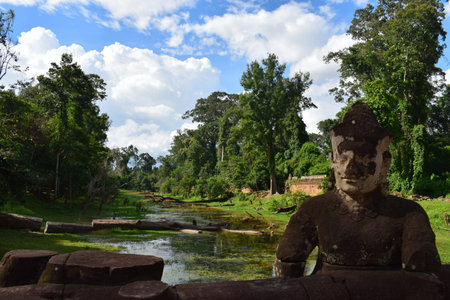 Temple grounds in Cambodiaの写真素材