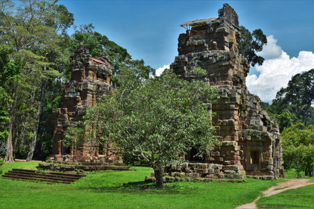 Temple grounds in Cambodiaの写真素材