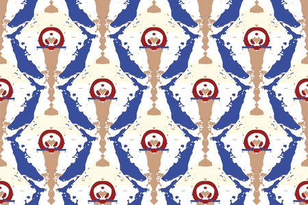 Vector tie dye seamless pattern. Hand drawn shibori print. Ink textured japanese background. Modern batik wallpaper tile. Watercolor indigo endless backdrop.のイラスト素材