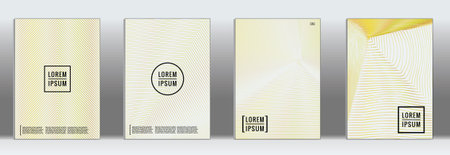 Minimal Cover. Vector Yellow Geometric Abstract Line Pattern for Poster Design. Set of Minimal Covers for Business Brochure. 2d Prints for Banner Background. Graphic Pattern for Annual Album Backdrop.のイラスト素材