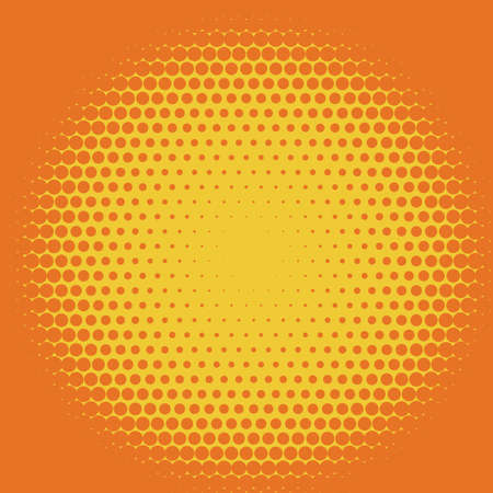 Halftone background. Comic background. Vector retro dotted template for labels. Yellow and orange geometric gradient for pop art designs. Vintage backdrop with isolated pattern for cartoon book.のイラスト素材