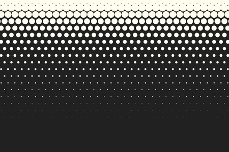 Halftone dots. Vector black and white circles halftone background. Geometric vintage monochrome fade wallpaper. MInimal abstract graphic backdrop. Pop art print. Dotted geometric retro pattern.のイラスト素材