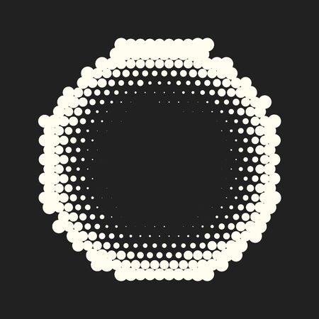 Halftone dots. Vector black and white circles halftone background. Geometric vintage monochrome fade wallpaper. MInimal abstract graphic backdrop. Pop art print. Dotted geometric retro pattern.のイラスト素材