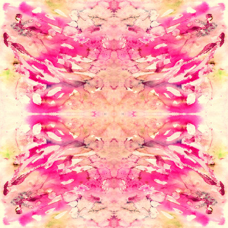Painted watercolor pattern. Abstract geometric oriental seamless print.の写真素材