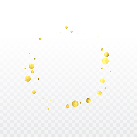 Gold confetti celebration. Birthday party invitation background. Vector festive Christmas greeting card backdrop. Wedding invitation template.のイラスト素材