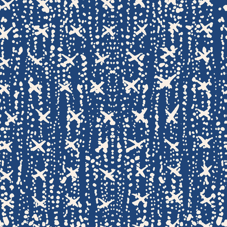 Indigo vector tie dye seamless pattern. Abstract watercolor. Natural tiles. Organic texture.Watercolour print. Japan folk pattern. Organic textile. Japanese seamless natural texture. Indigo batik.のイラスト素材