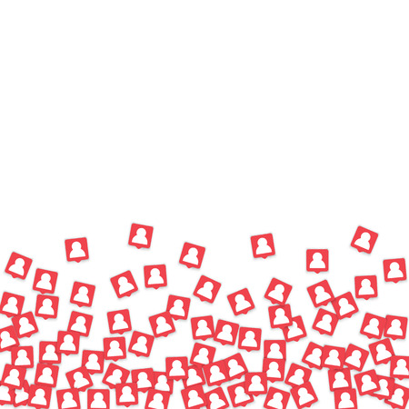 Social media background with man icon notification. Vector marketing blog background with new user bubble. Online business team backdrop. Social media marketing blog background with men notification.のイラスト素材