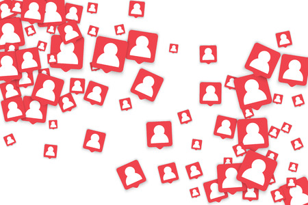 Social media background with man icon notification. Vector marketing blog background with new user bubble. Online business team backdrop. Social media marketing blog background with men notification.のイラスト素材