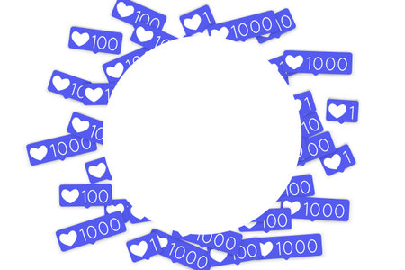 Social Media Icons. Network Notifications with White Heart in Pink Square. Follow and Share Social...