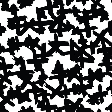 Cross pattern. Black white geometric seamless texture. Hipster fashion design print. Japanese graphic repeating tile. Simple geometry background. Stylish abstract linear ornamentのイラスト素材