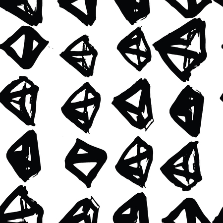 Triangle pattern. Black white geometric seamless texture. Hipster fashion design print. Futuristic graphic repeating tile. Kimono background. Modern abstract linear ornament.のイラスト素材